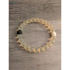 Lokai Classic Silicone Beaded Bracelet Translucent Clear White‎ Black Beads